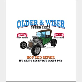 Older & Wiser Speed Shop Classic Car Hot Rod Novelty Gift Posters and Art
